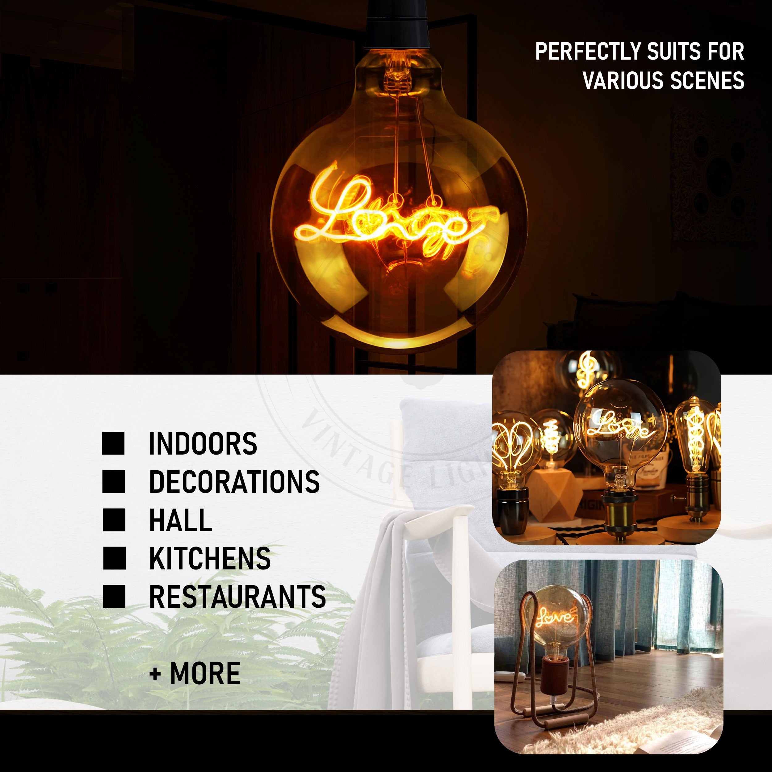 Vintage G125 4W E27 Edison LED Ampoule à vis Rétro Filament Verre Ampoule