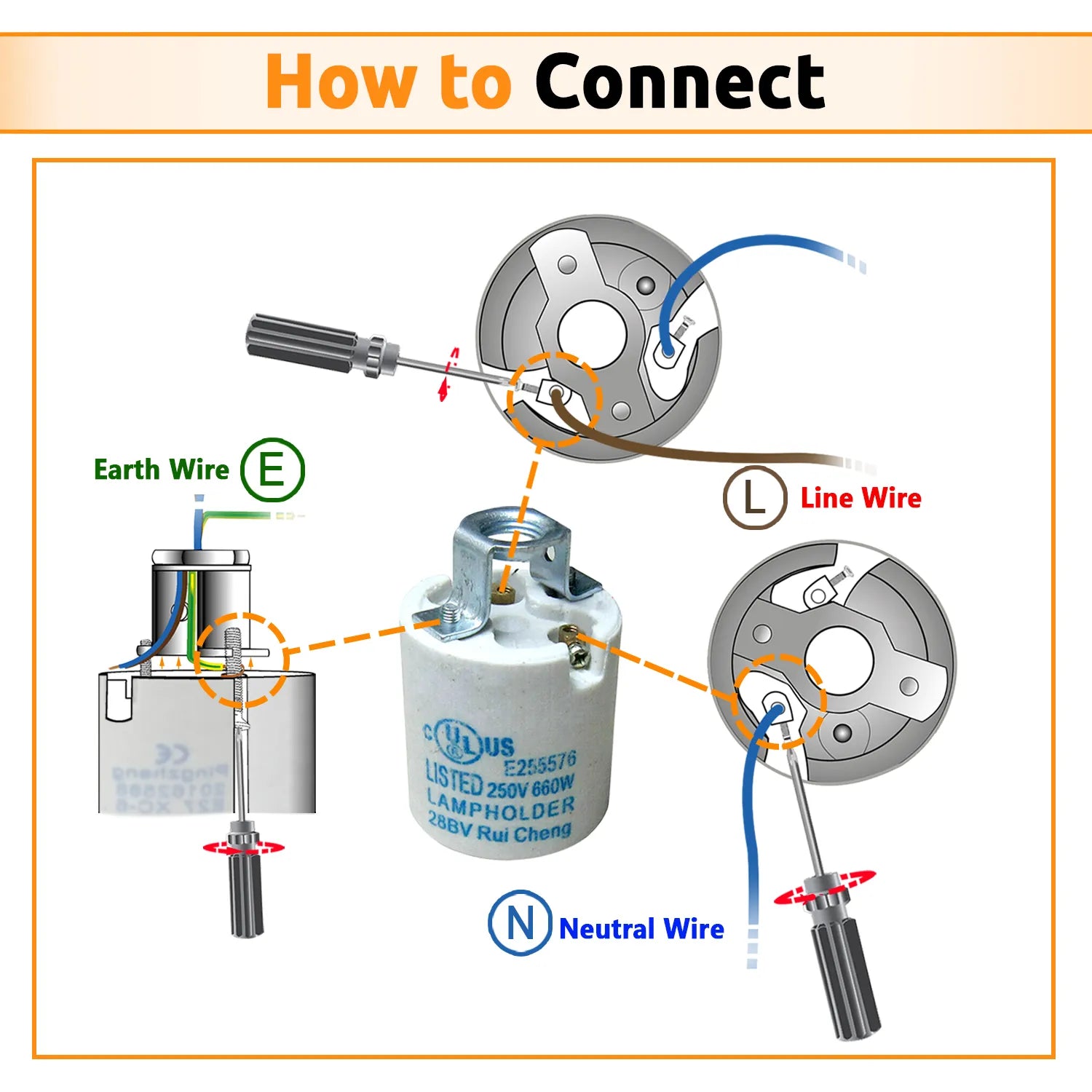 Vintage Industrial Retro Metal Socket  Edison E27 Socket IP20 Hard wired~2727