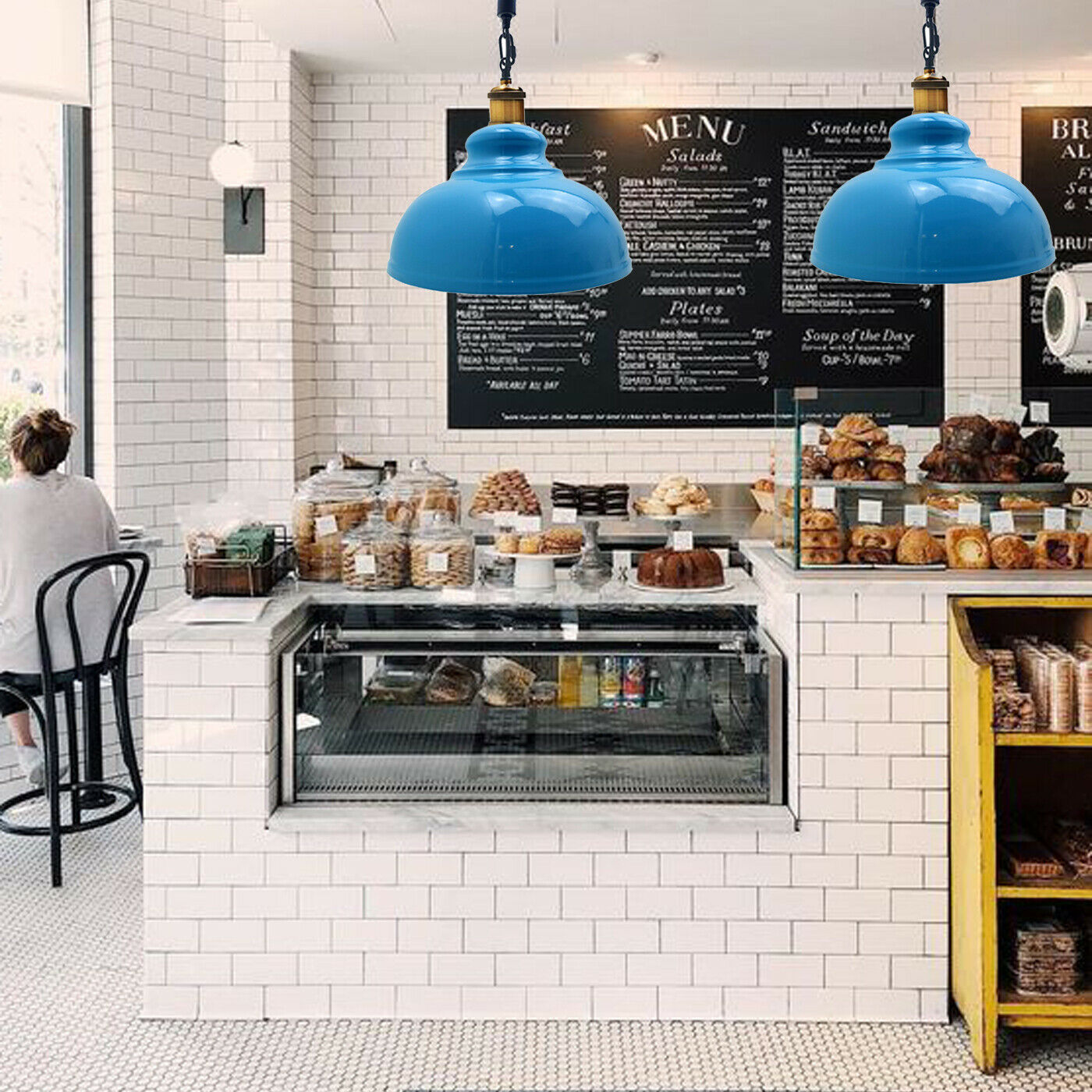 Ceiling Blue Pendant Shade Modern Hemp Hanging Retro Light~1933