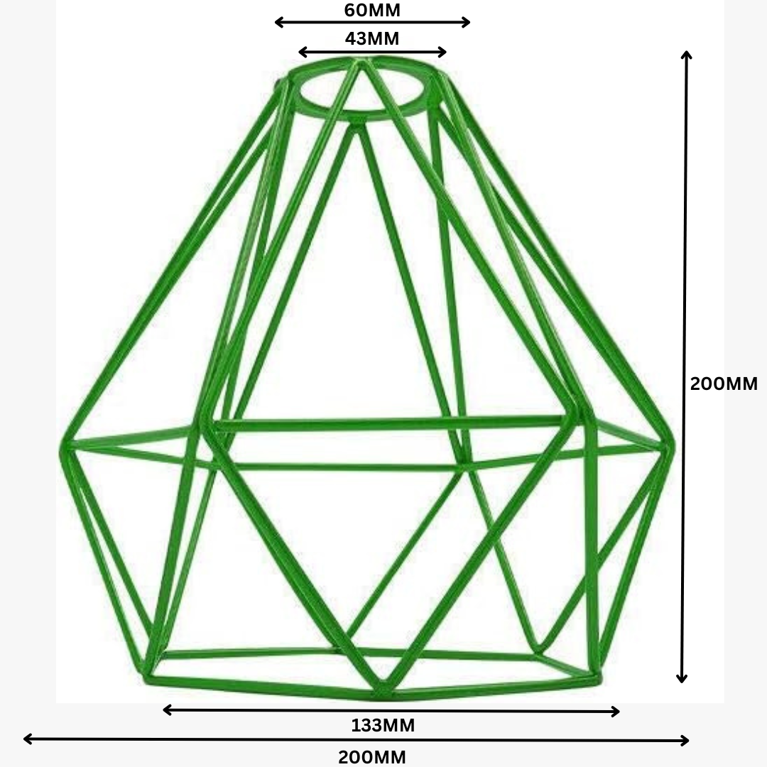 Industrial Metal Geometric Wire Cage Green Lampshade ~1903
